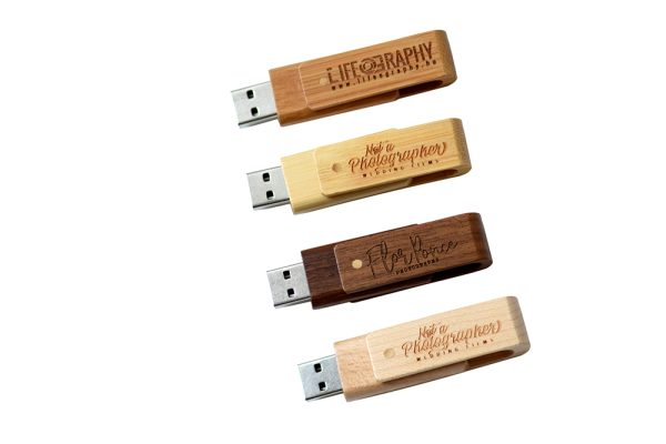 swivel wood usb with logo