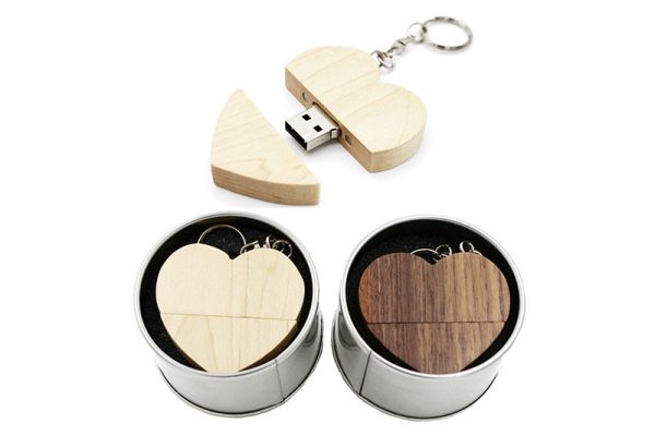 heart shape wood usb pendrive