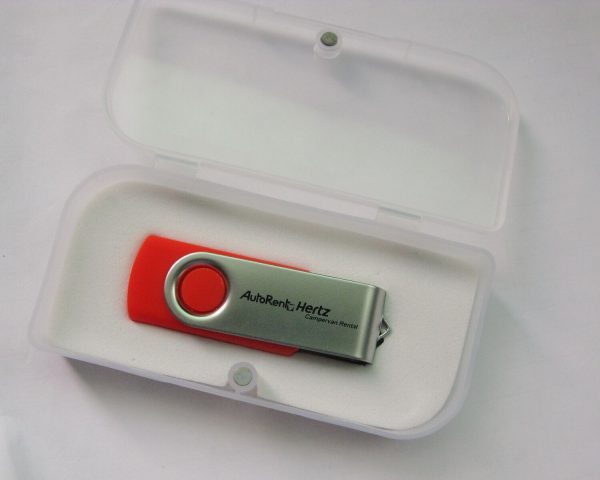 twist usb sticks with plastic box