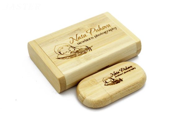 Wood Memory Box with laser engrave logo