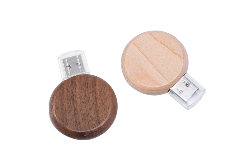 Round Wood USB Flash Drive