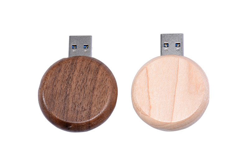 Round Wood USB Flash Drive