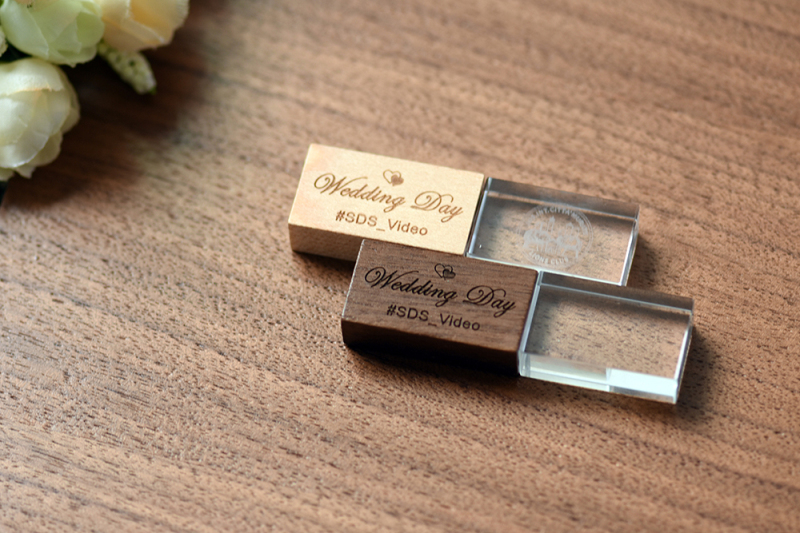 S-360-1 Crystal USB Flash Drive with Wood Cap