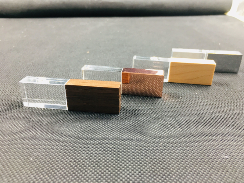 S-360-1 Crystal USB Flash Drive with Wood Cap