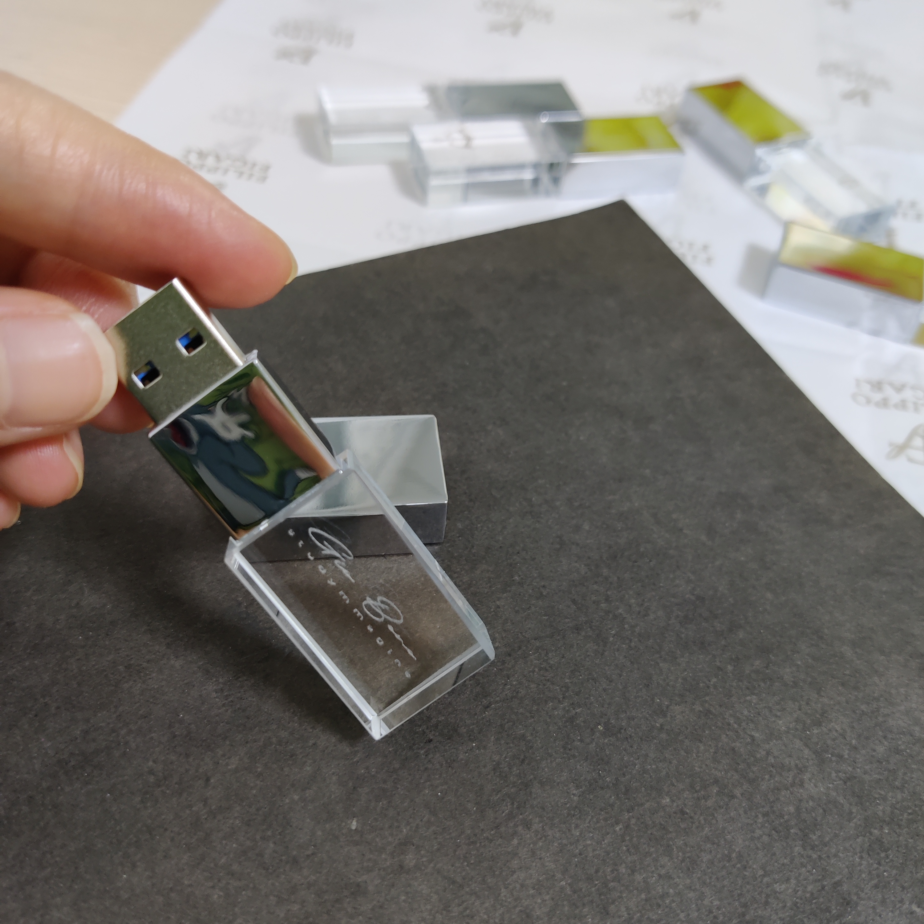 Custom crystal usb drive S-360 with polybag