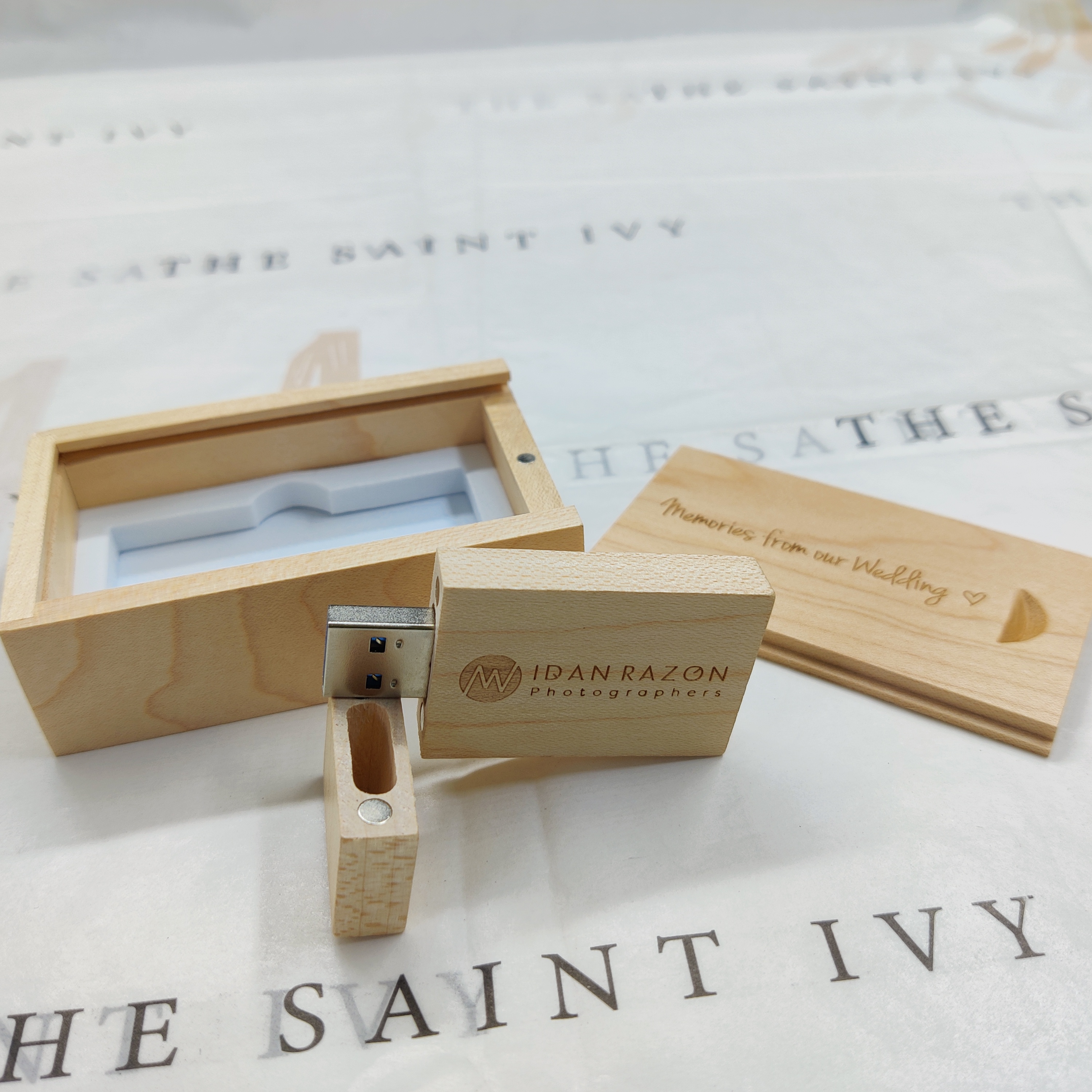 Custom Classic Wooden Memory sticks with wooden box package