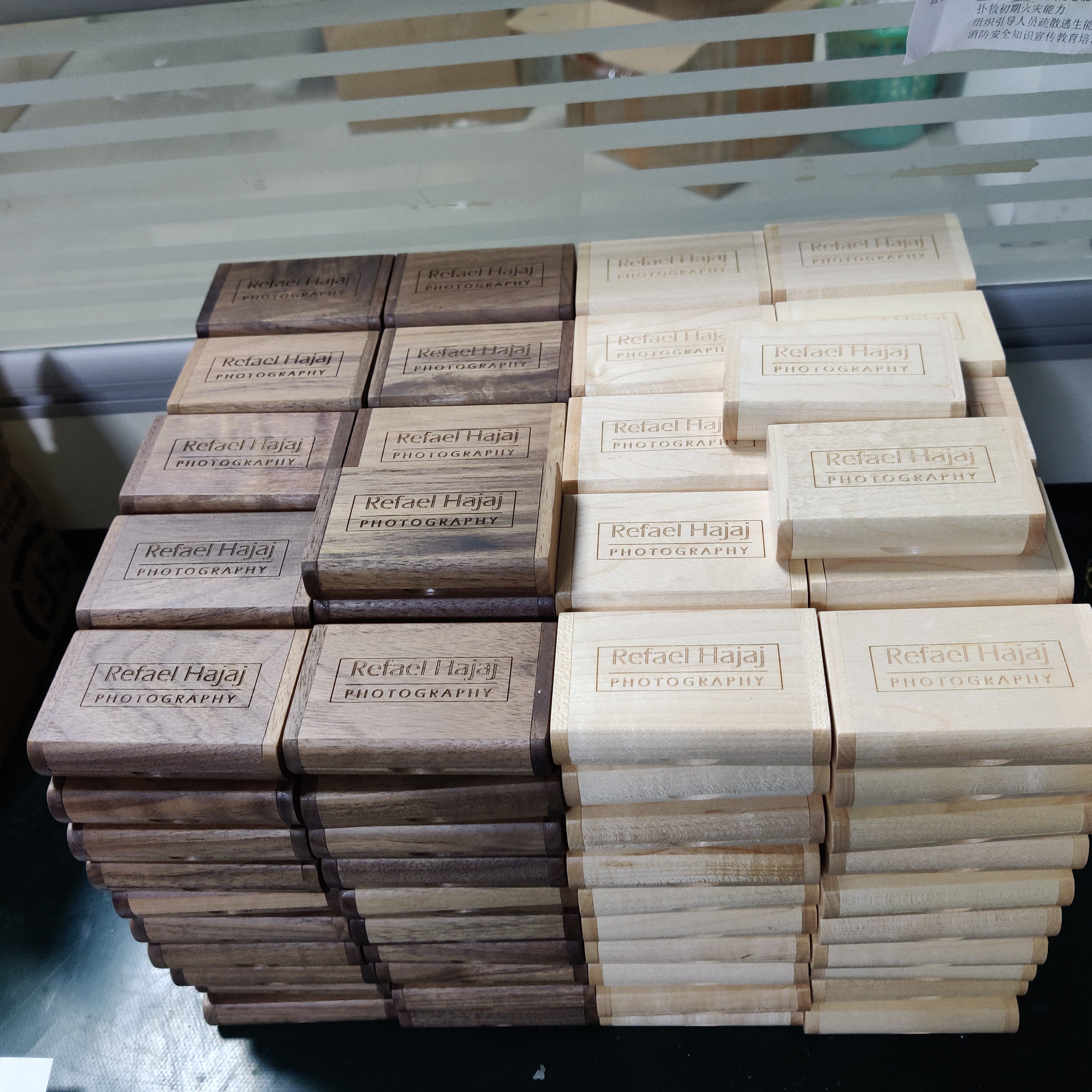 Walnut & Maple wooden memory sticks for Wedding photographers