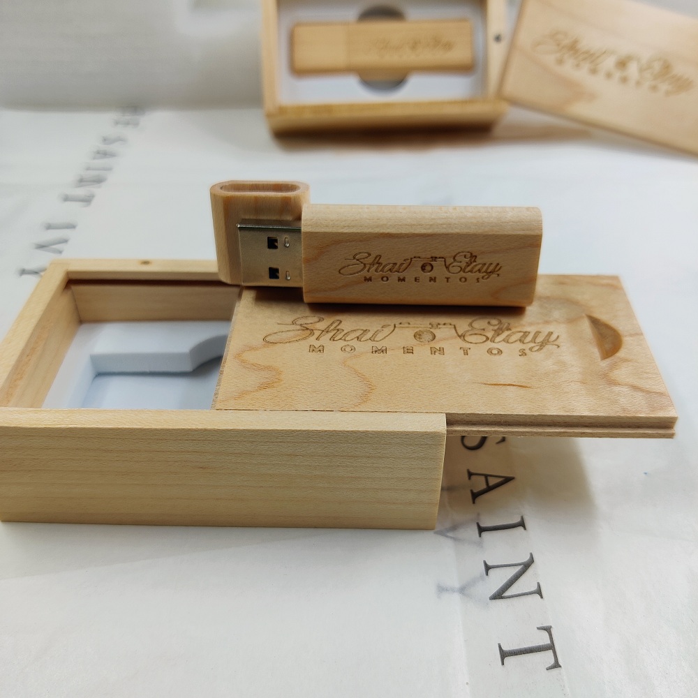 Slim Wooden USB drives with wood box set  64GB USB3.0 