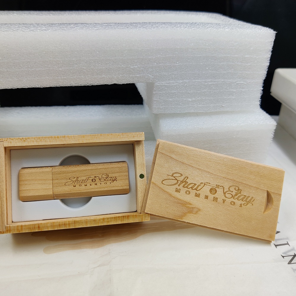 Slim Wooden USB drives with wood box set  64GB USB3.0 