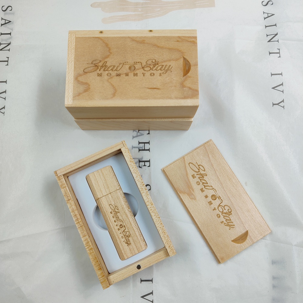Slim Wooden USB drives with wood box set  64GB USB3.0 