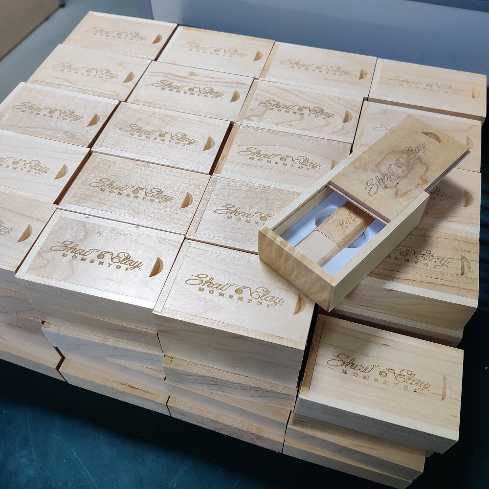 Slim Wooden USB drives with wood box set  64GB USB3.0 