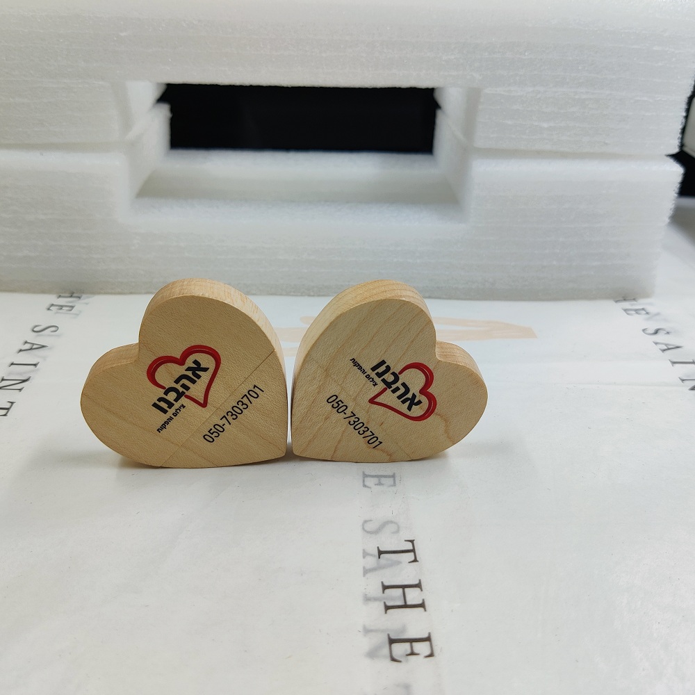 Heart-shape Wooden USB color printing LOGO