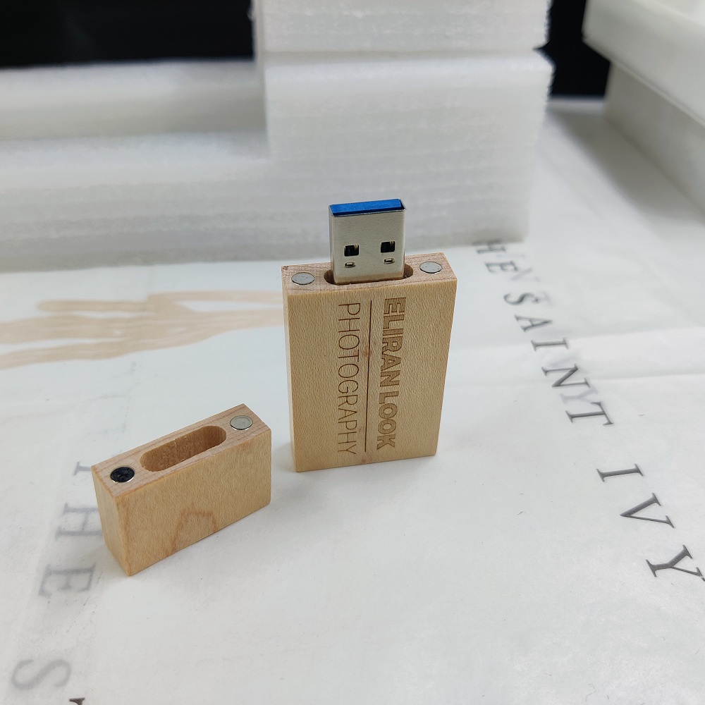 Wooden USB flash drive W-267 with box LOGO engraved
