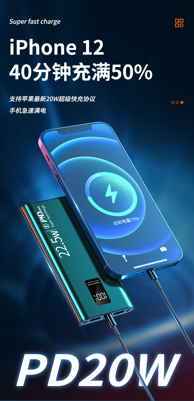 22.5W Super Fast Charging Power Bank 20000mAh