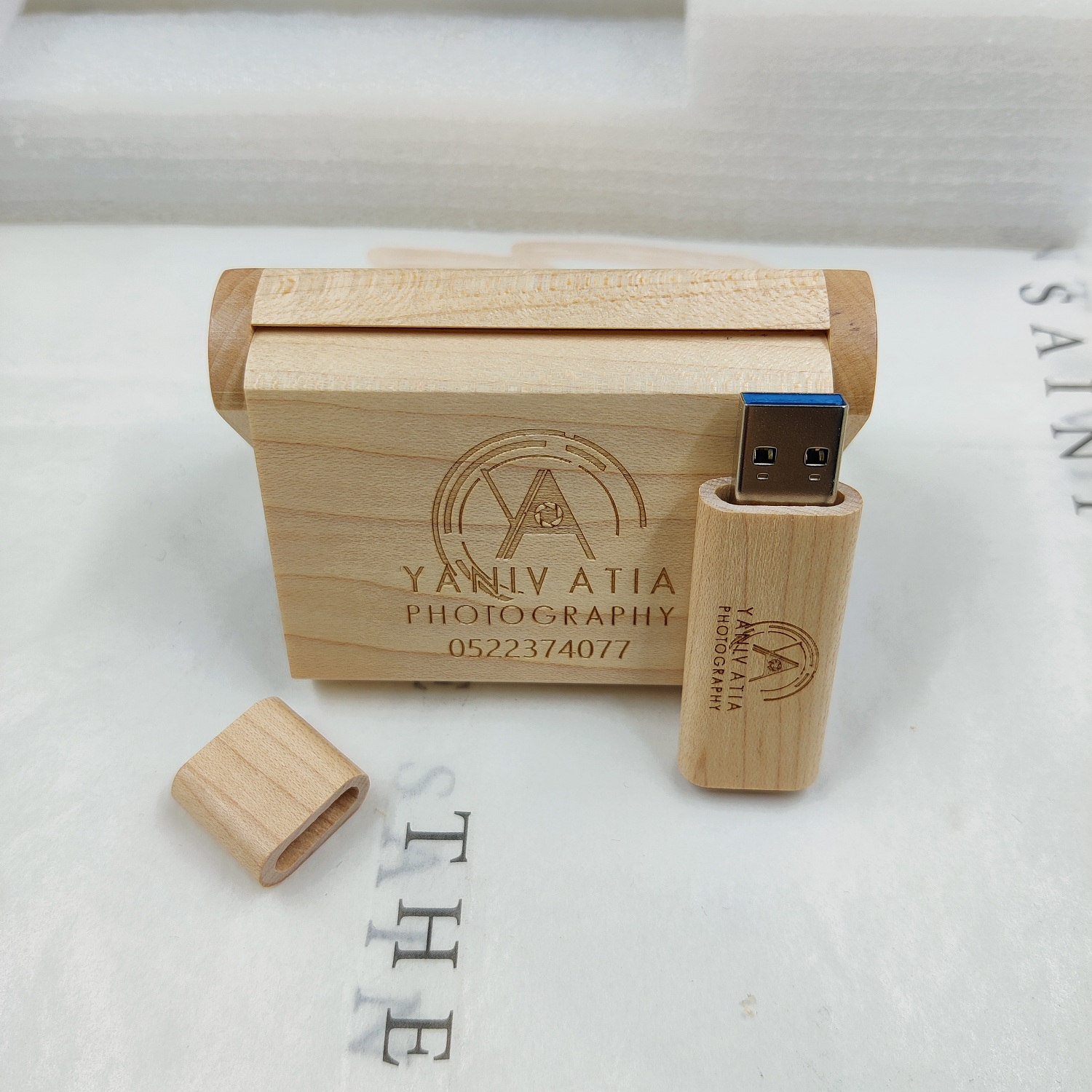 Maple Wooden USB sticks 3.0 32GB LOGO engraved box package custom