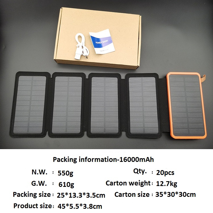 Solar Folding Power Bank 10000mAh / 160000mAh