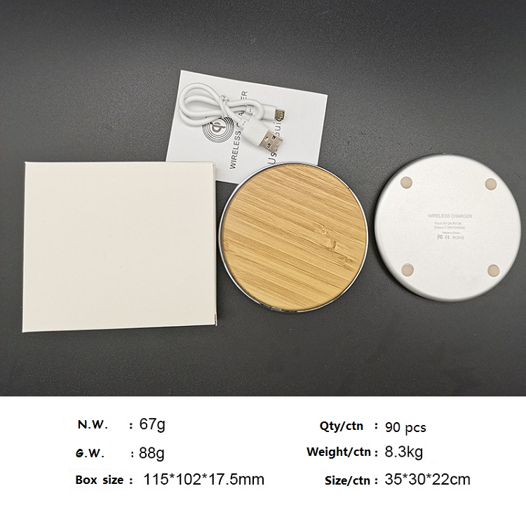 Round Wooden Wireless Charger 15W