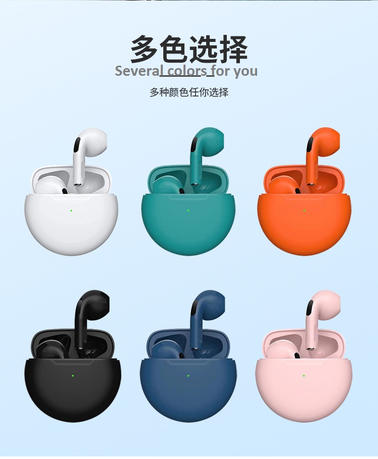Wireless earbuds bluetooth headphones with charging case Pro 6