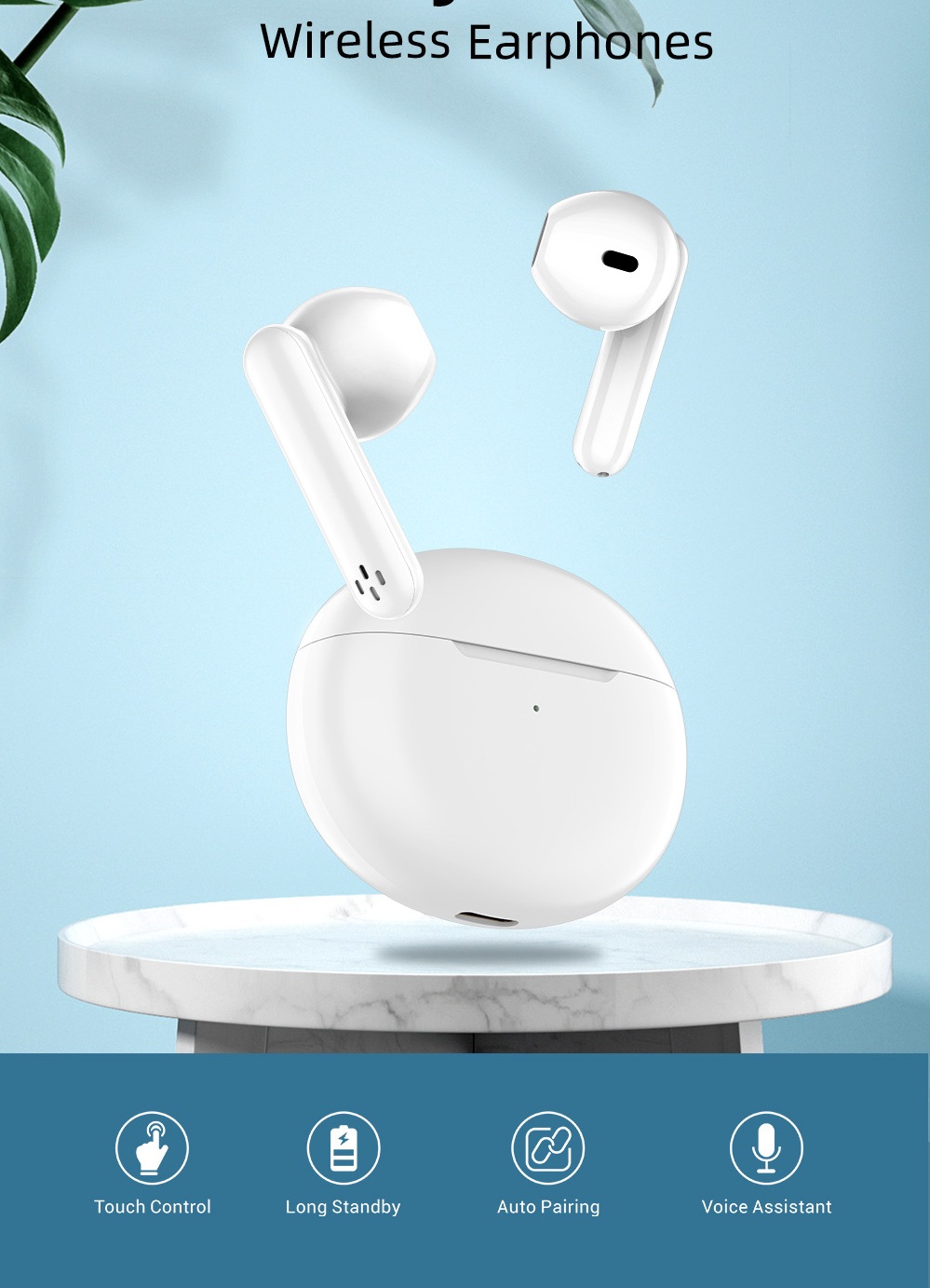 Wireless Earbuds Hifi Bluetooth Headphones with Charging Case