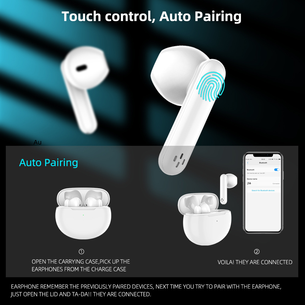 Wireless Earbuds Hifi Bluetooth Headphones with Charging Case