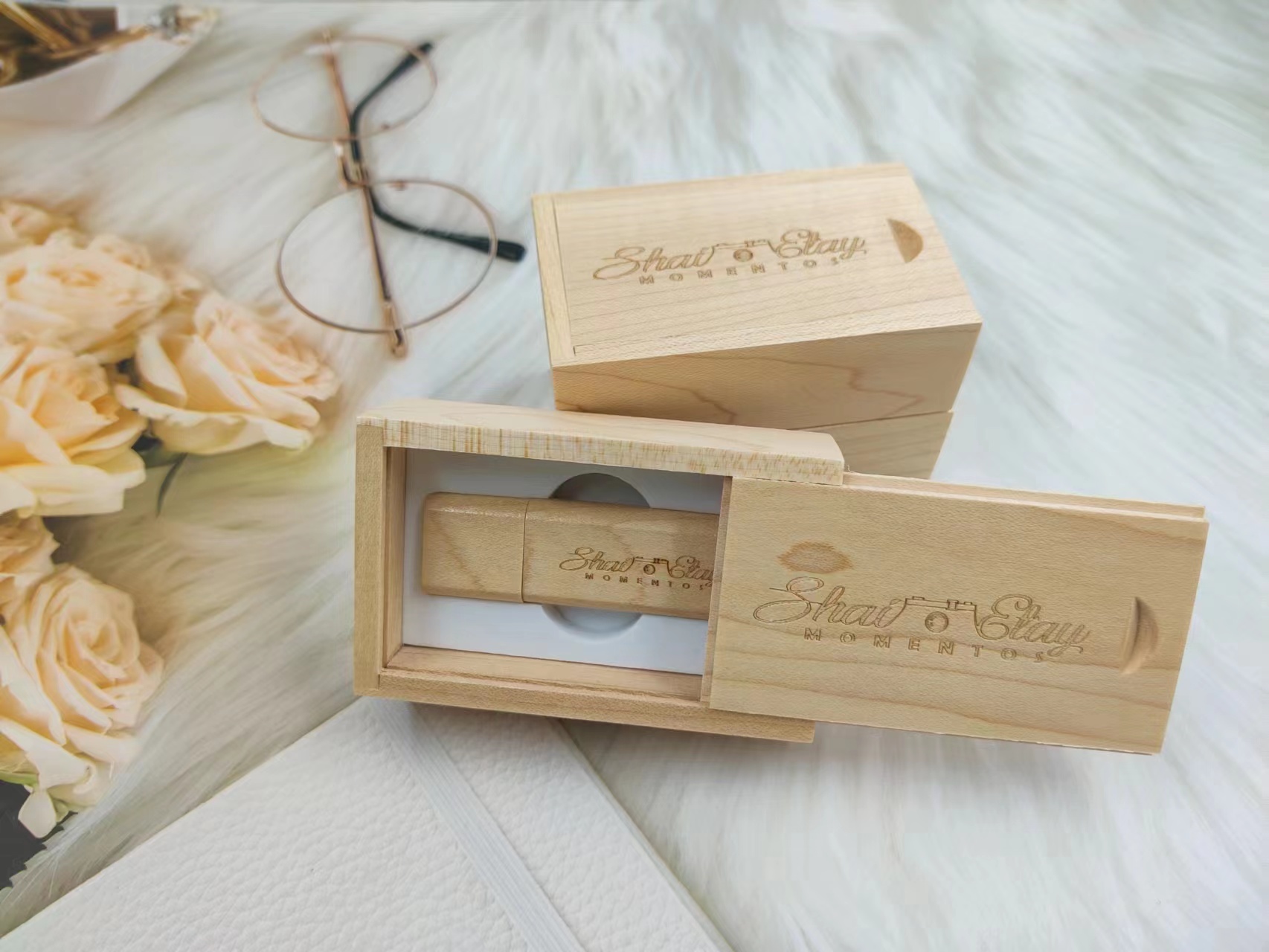 Slim wooden usb sticks and box USB3.0 64GB 200pcs