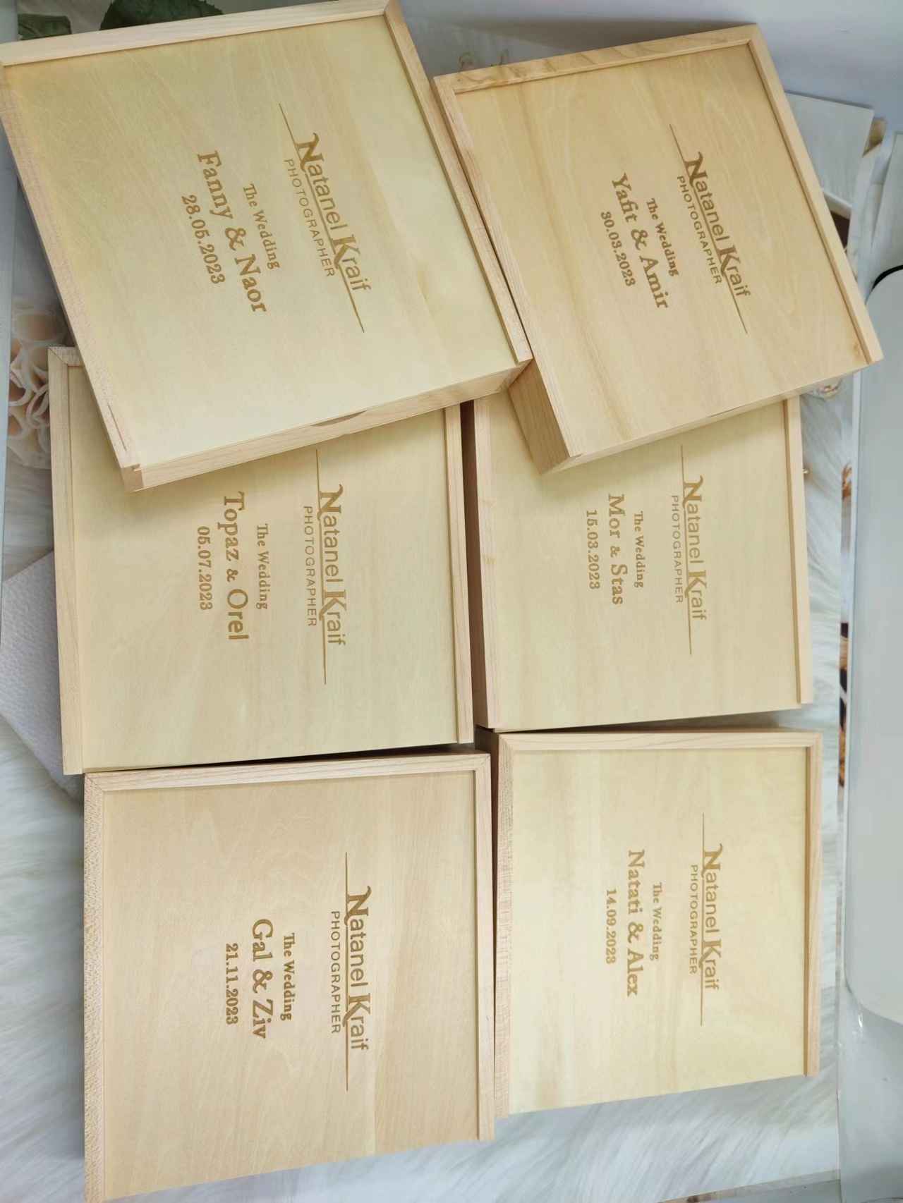 Album wooden BOX and small box , USB3.0 64GB , engraved different names and date