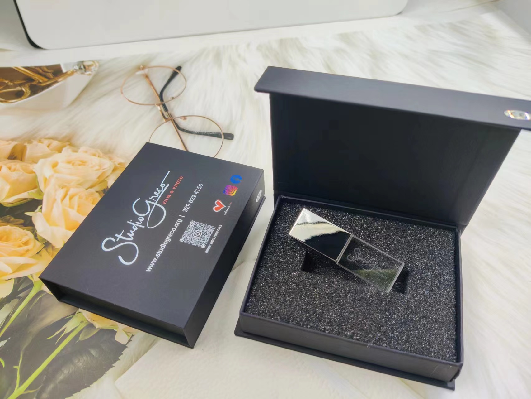 Chiavette USB Cristal 3.0 16gb con scatola nera