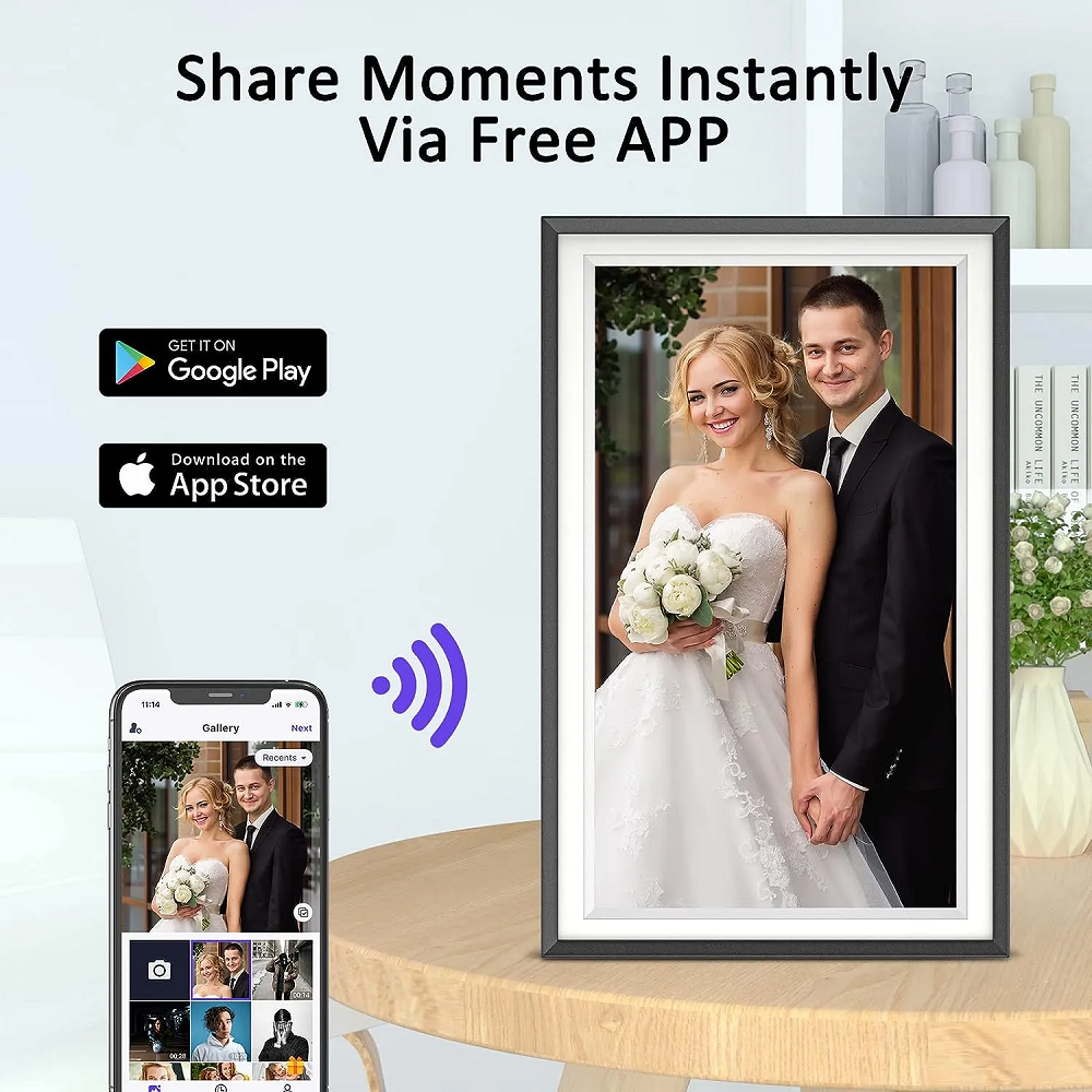15.6 inch Wifi Smart Photo Frame 32GB memory with Auto-rotate touch screen
