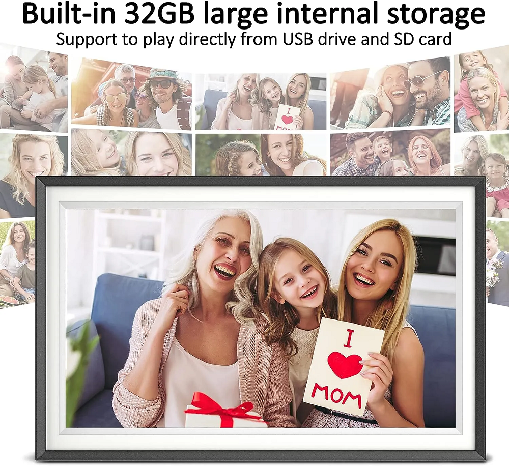 15.6 inch Wifi Smart Photo Frame 32GB memory with Auto-rotate touch screen