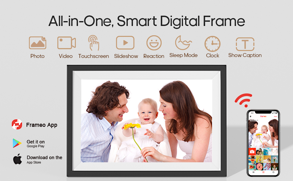 10.1 inch Wifi Smart Photo Frame 32GB memory with HD IPS Screen